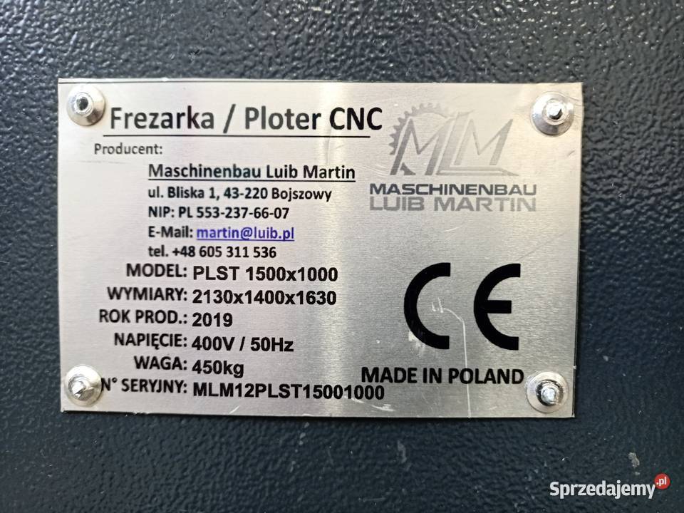 Frezarka CNC PLST 1500x1000 Jelenia Góra