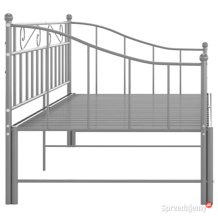 Sofa z wysuwaną ramą łóżka szara metalowa 90x200 mazowieckie Warszawa