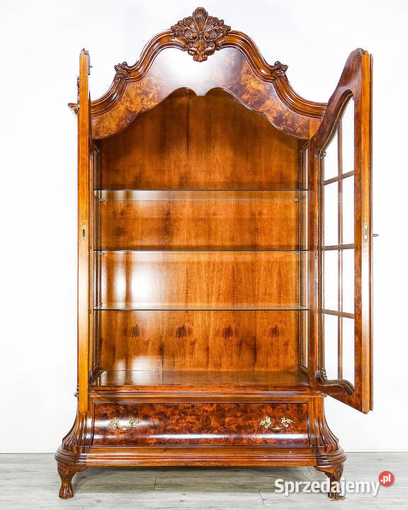 Wysoka WITRYNA ORZECH NeoBarok Stylowa Witryna Kredensy i witryny Meble Kalisz