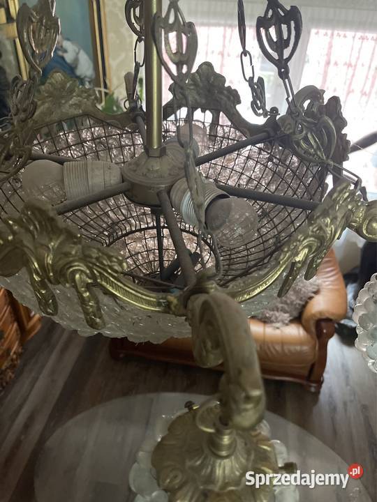 Antyk lampa z brązu żyrandol kryształowy 2 Bystrzyca Kłodzka sprzedam