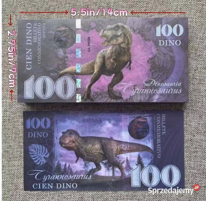 Kolekcjonerski zestaw banknotów z dinozaurami 5 Warszawa sprzedam