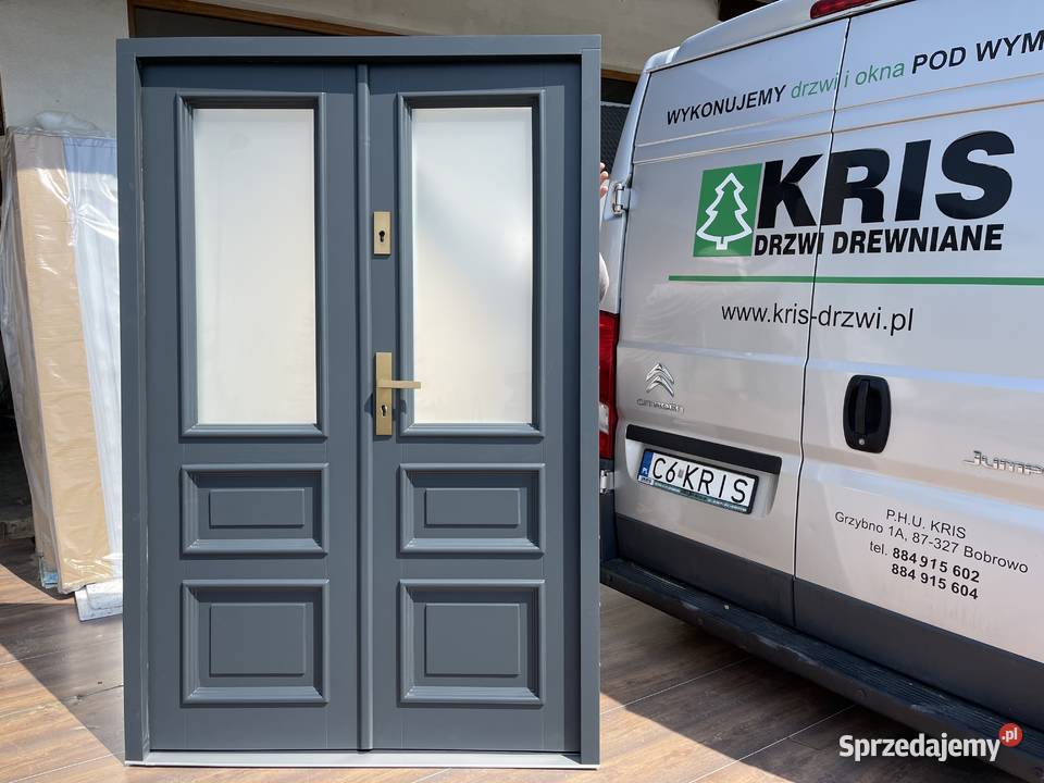 Drzwi drewniane dwuskrzydłowe NA KAŻDY WYMIAR Grzybno