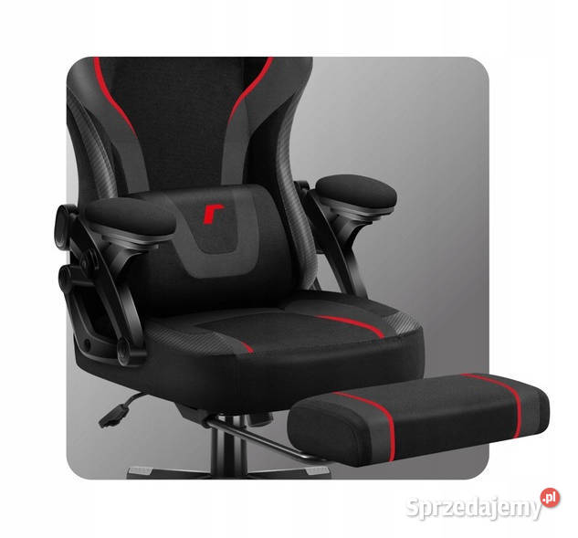 Fotel gamingowy z PODNÓŻKIEM pochylane oparcie Baranowo