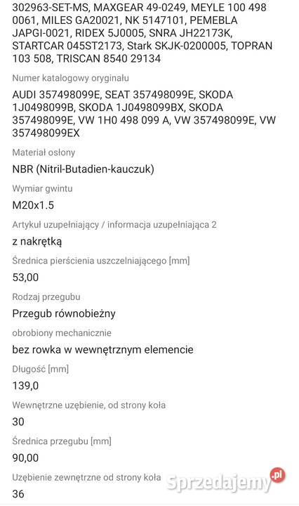 Lobro 302963 Zestaw przegubu seat Audi Skoda