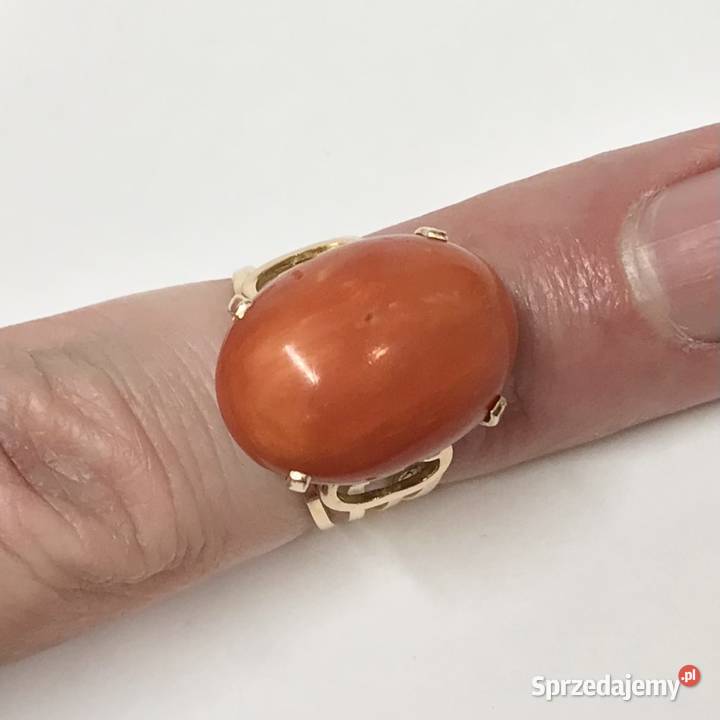 Złoty PIERŚCIONEK z KORALEM 750 18K egipski złote mazowieckie Warszawa