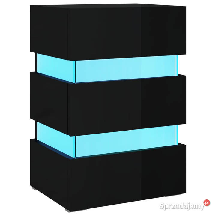 Szafka nocna z LED wysoki połysk czarna 45x35x67 Warszawa