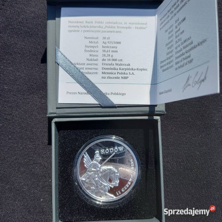 20 złotych 2018 Ag925 Hodów 1694 polskie Zemborzyce Podleśne sprzedam