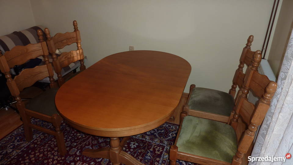 Stół rozkładany 100x160x200 4 krzesła z litego Stoły, krzesła, biurka Stoły, krzesła, biurka