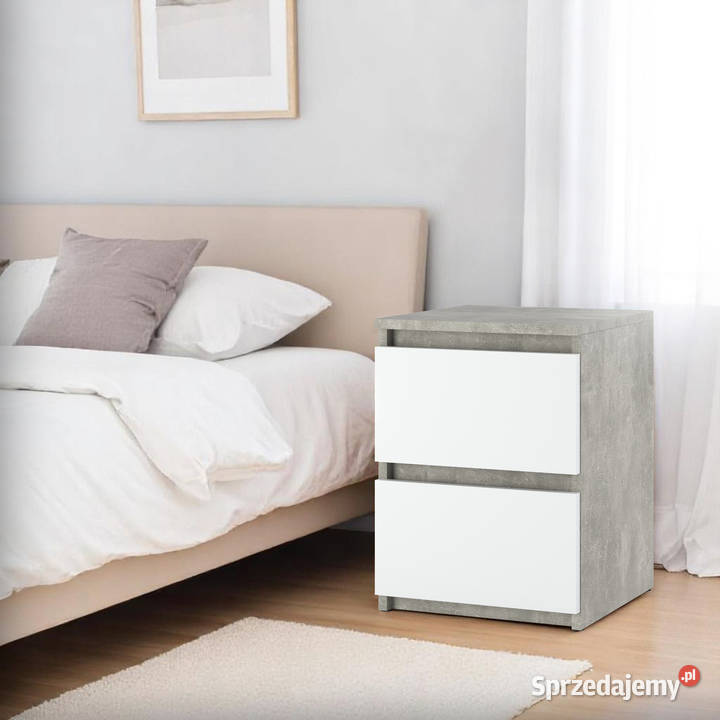 Szafka Nocna 2 Szuflady Nowoczesny Stolik Wąski 40cm