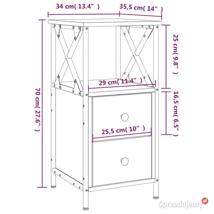 Szafka nocna dąb sonoma 34x355x70 materiał mazowieckie Warszawa