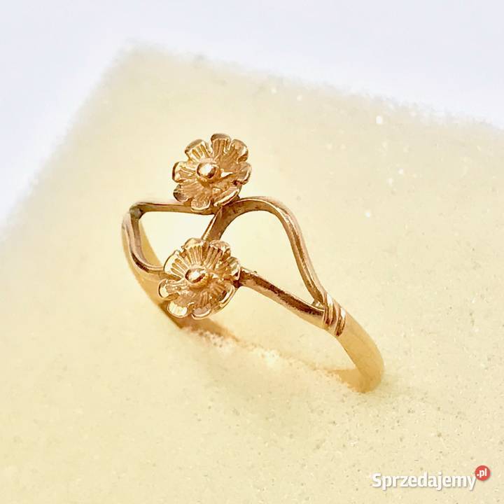 Złoty PIERŚCIONEK 14K piękne KWIATY GUSTOWNY mazowieckie Warszawa