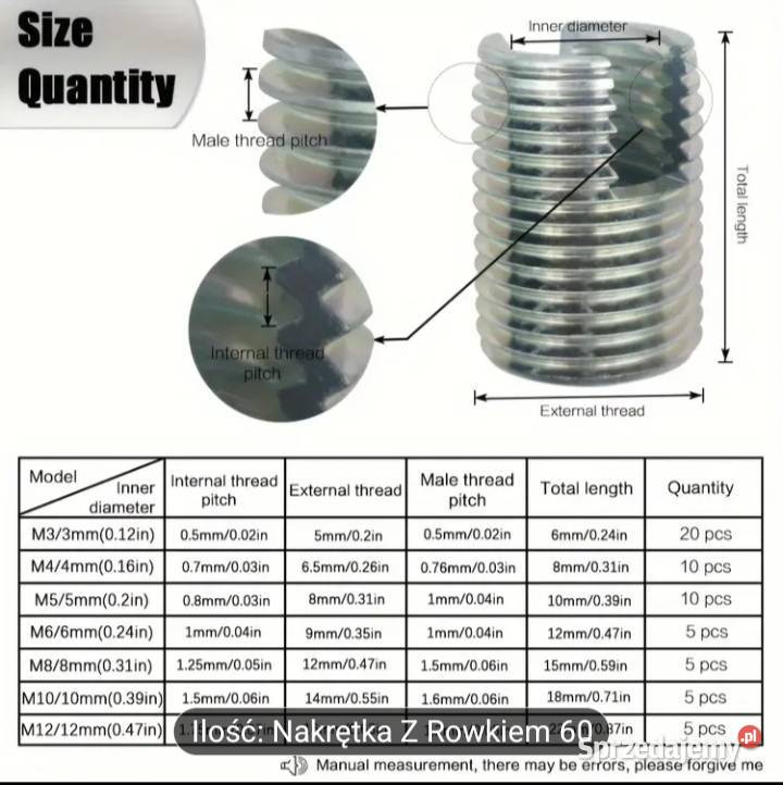 Tulejki do naprawy gwintu Wsola