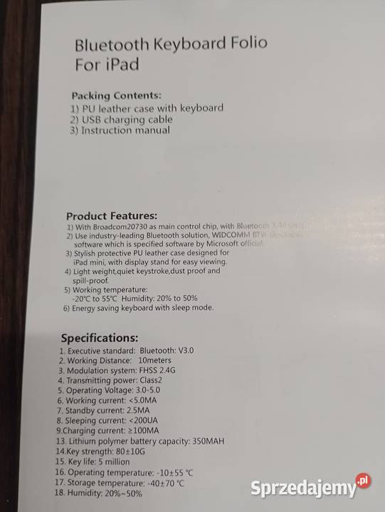 Etui z klawiaturą Bluetooth do tabletów Komputery i Akcesoria