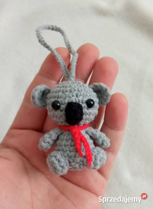 Miś koala wykonany na szydełku brelok zawieszka Łask