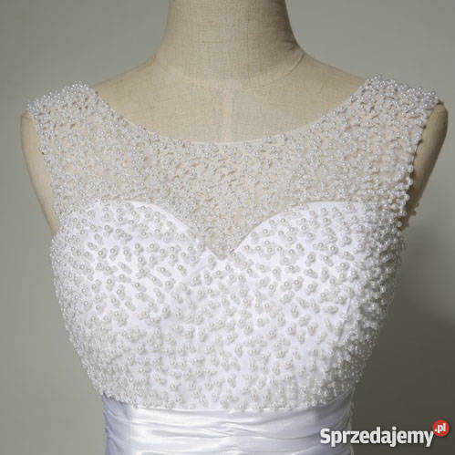 KRÓTKA suknia sukienka ślubna wesele 36 S 38 M biały Jelenia Góra