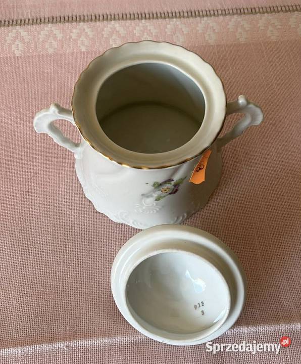 Cukiernica duża Secesja Z białej porcelany pomorskie Gdańsk
