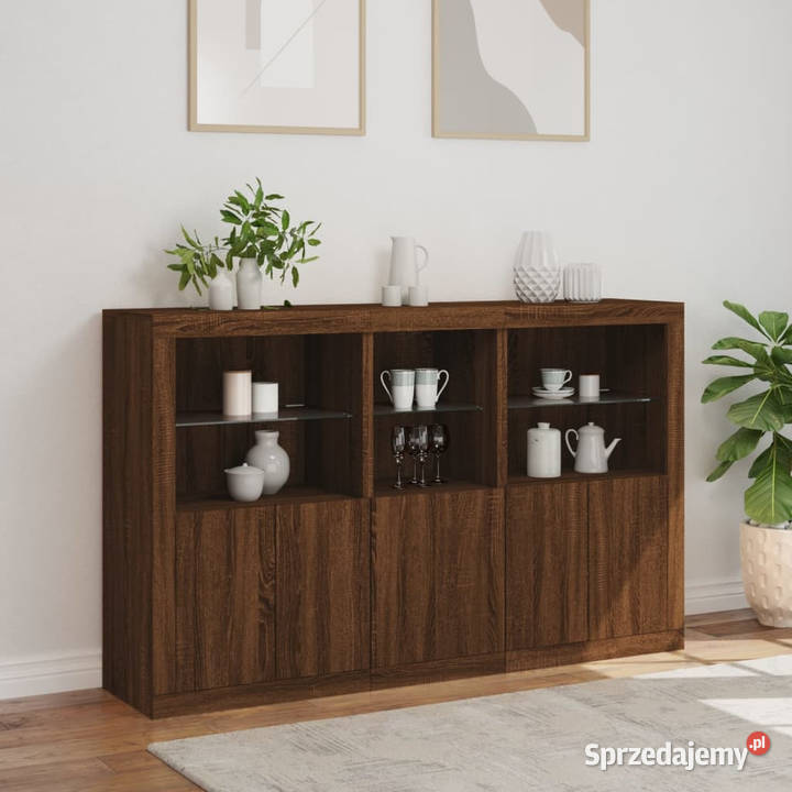 Szafka z oświetleniem LED brązowy dąb 162x37x100 Pozostałe mazowieckie Warszawa