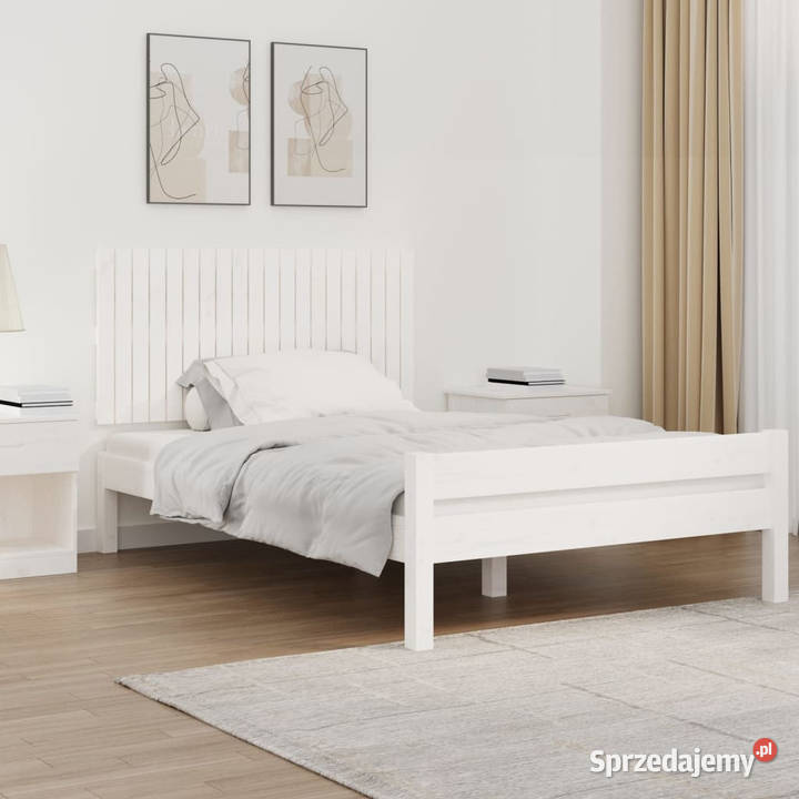 Wezgłowie łóżka białe 1275x3x60 lite drewno