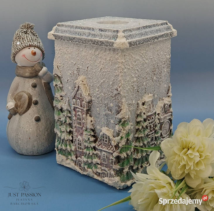 Zimowe pudełko na skarby ze świecznikiem Ostróda sprzedam