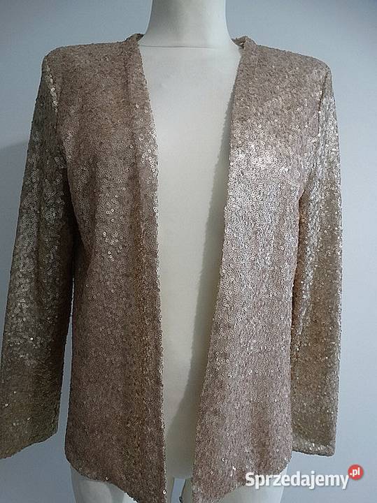 Marynarka Blezer Narzutka Cekinowa Złota brązowy/beżowy Łomża