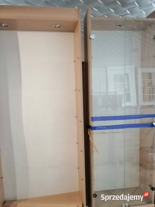 Regał z płyty jasny półki ze szkła sklepowy Ujazd