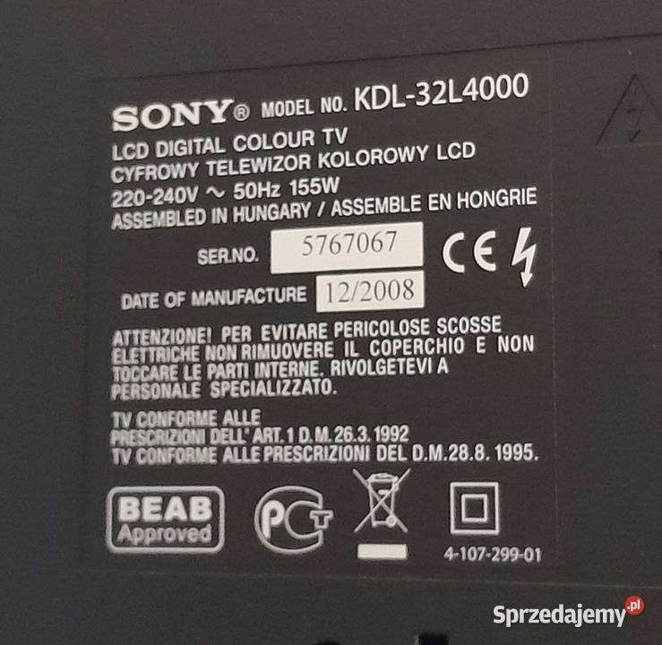 Telewizor SONY KDL32L4000 Warszawa