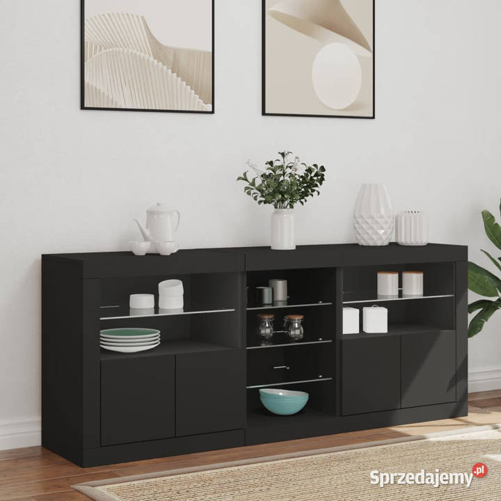 Szafka z oświetleniem LED czarna 162x37x67 Warszawa