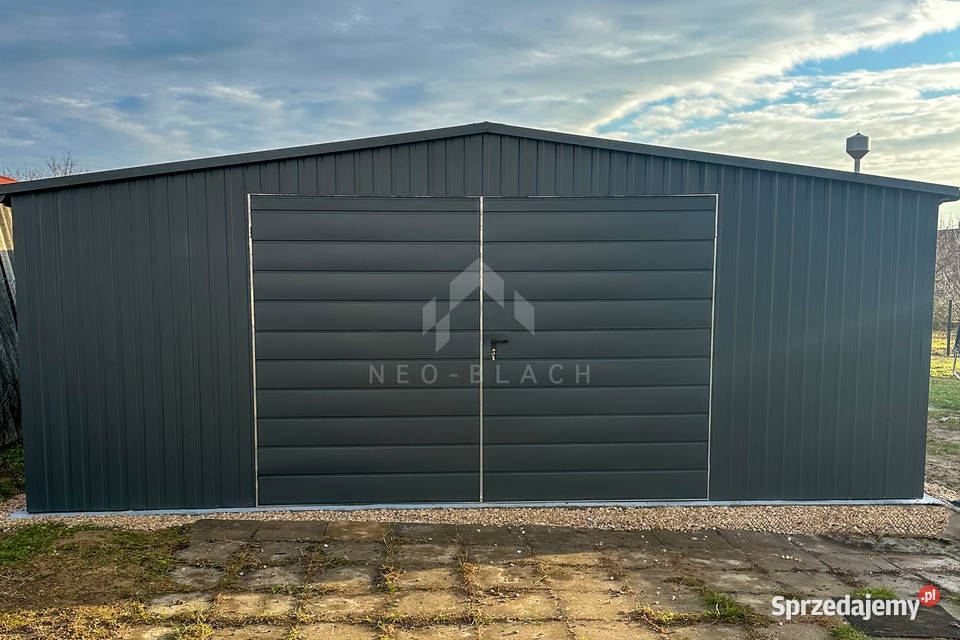 Garaż Blaszany 6x7m Brama Rynny Antracyt Dach