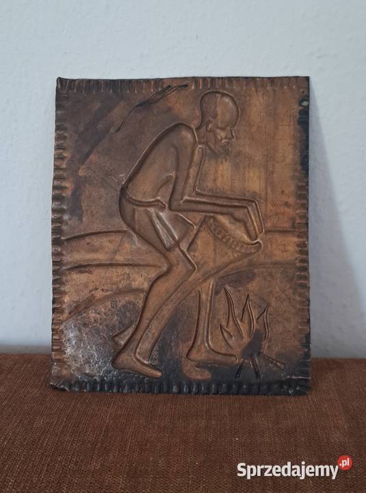 miedziana ręcznie wykonana płaskorzeźba Afryka Warszawa sprzedam