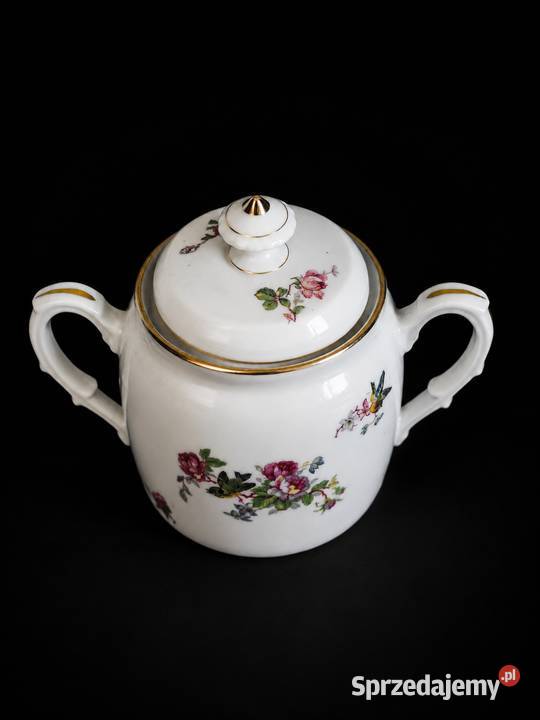Porcelanowa cukiernica vintage Romantyczny motyw Porcelana i szkło Poddębice