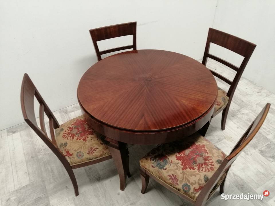 komplet do salonu stół i krzesła ława art deco łódzkie