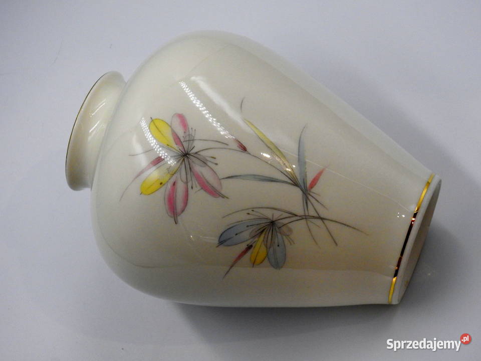 Piękny porcelanowy kremowy wazon sygnowany
