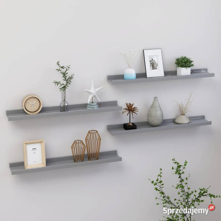 Półki ścienne 4 szare 60x9x3 WM326675