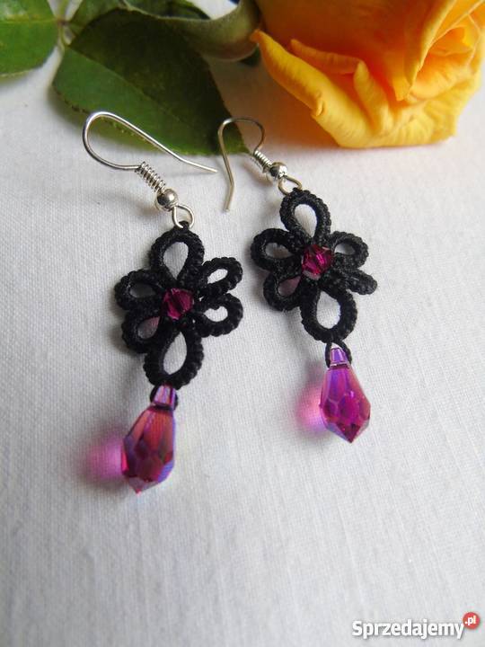 Kolczyki Frywolitkowe Biżuteria dla Pań Wiśniowa