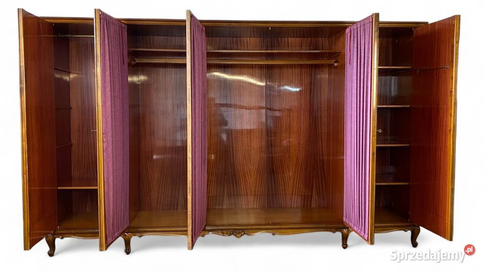 Barokowa szafa pięciodrzwiowa z witryną intarsje Gryfice