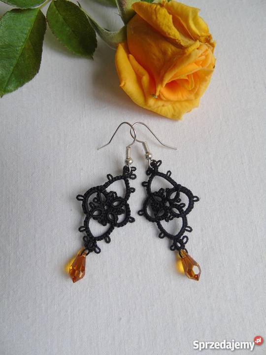 Kolczyki Frywolitkowe Wiśniowa