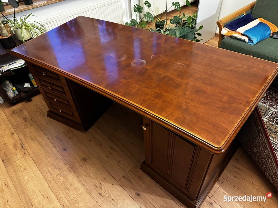 Piękne biurko kancelaryjne dyrektorskie orzech Bytom