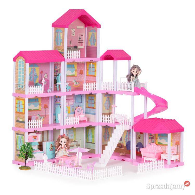 Duży domek lalek z ogrodem meble lalki LED Bielsk Podlaski