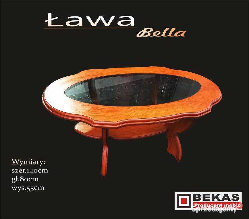 PROMOCJA Stylowa Ława 140 Bella TEAK ze Szkłem 140cm Czerwionka-Leszczyny