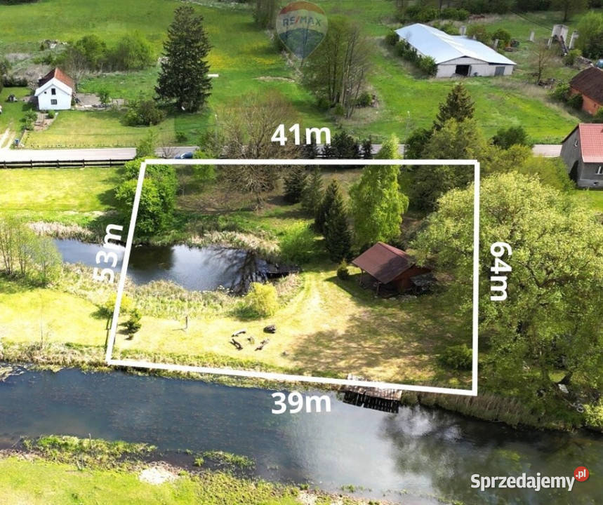 Działka 2300 m z linią brzegową rzeki Mazury 41m