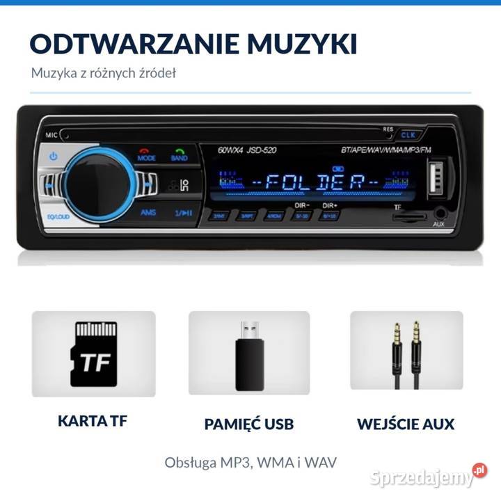 Radio samochodowe JSD520 Bluetooth 1 DIN USB FM Pabianice