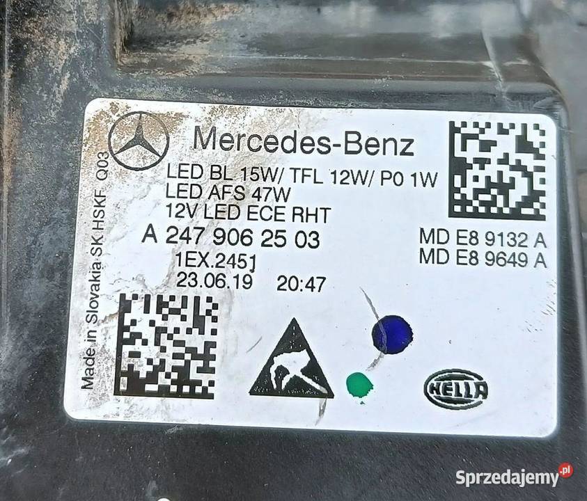 MERCEDES B W247 FULL LED LAMPA LEWA sprzedam