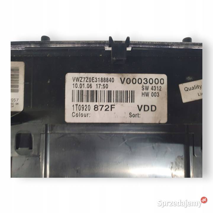LICZNIK ZEGARY 1T0920872F VW Touran I 19 TDI Liczniki i zegary