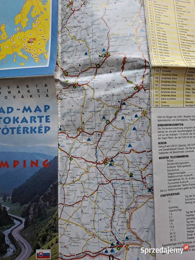 Słowacja Camping Road Map Kraków