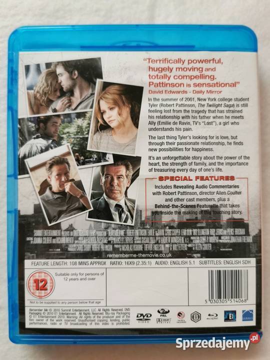 Remember Me Twój Na Zawsze Bluray DVD En 2010 Wytrzyszczki