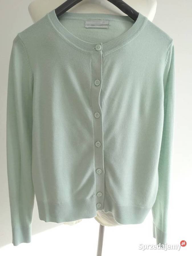 Sweter Kardigan Wełniany 100 Wełna Merino Fine niebieski Łomża
