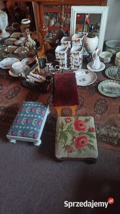 Podnóżek Na nóżkach Drewno białe niebieski