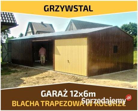 Garaż Blaszany 12x6 wraz z bramami i drzwiami - GrzywStal