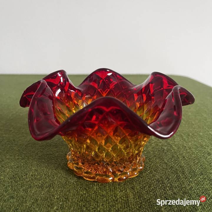 Patera czerwono pomarańczowe szkło Nowy Sącz