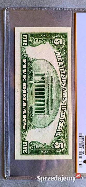 USA 5 Dolarów 1934 r Silver Certyficate PCGS 64 Węgorzewo